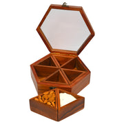 Acacia wooden box with lid for storing and serving | Masala box spice cellars