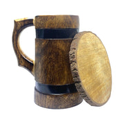 Stylish wooden mug with coasters | Barrel shaped handcrafted mugs for cocktails and decor