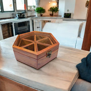 Acacia wooden box with lid for storing and serving | Masala box spice cellars