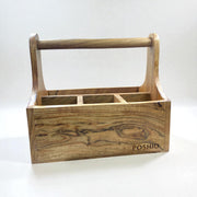 Premium wooden cutlery Holder/caddy 4 Section with Handle