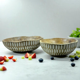 Wooden Bowls for Serving Fruit Salad, Set of 2