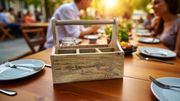 Premium wooden cutlery Holder/caddy 4 Section with Handle