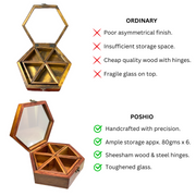 Acacia wooden box with lid for storing and serving | Masala box spice cellars