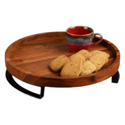 Wooden round serving platter cum organizer with metal stand- 3 variants | Multi-functional