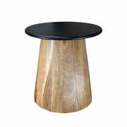 Wooden Side Table with Tapered Wooden Base- Luxury Round Accent end Tables