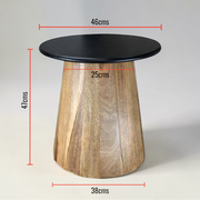 Wooden Side Table with Tapered Wooden Base- Luxury Round Accent end Tables