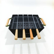 BBQ grill for home | Barbeque set with 4 skewers, 1 steel grill & charcoal tray