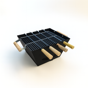 BBQ grill for home | Barbeque set with 4 skewers, 1 steel grill & charcoal tray