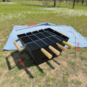 BBQ grill for home | Barbeque set with 4 skewers, 1 steel grill & charcoal tray