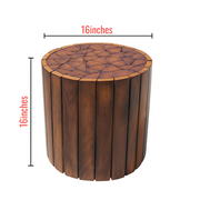 Ottoman Stool with Sturdy Build and Modern Minimalist Handmade Design on Wood | For Footrest, Side Table or Extra Seat