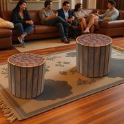 Ottoman Stool with Sturdy Build and Modern Minimalist Handmade Design on Wood | For Footrest, Side Table or Extra Seat