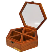 Acacia wooden box with lid for storing and serving | Masala box spice cellars