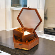 Acacia wooden box with lid for storing and serving | Masala box spice cellars