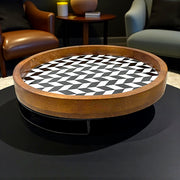 Wooden Tray Serving Platter with Metal Stand(12x12inches)