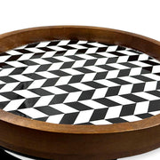 Wooden Tray Serving Platter with Metal Stand(12x12inches)