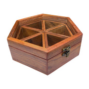 Acacia wooden box with lid for storing and serving | Masala box spice cellars