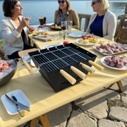 BBQ grill for home | Barbeque set with 4 skewers, 1 steel grill & charcoal tray