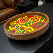 Wooden Tray Serving Platter with Metal Stand(12x12inches)