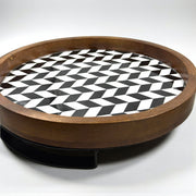 Wooden Tray Serving Platter with Metal Stand(12x12inches)