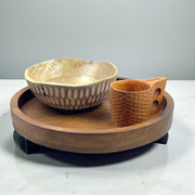 Wooden Tray Serving Platter with Metal Stand(12x12inches)