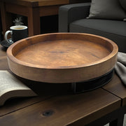 Wooden Tray Serving Platter with Metal Stand(12x12inches)