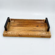 Decorative Serving Trays with Handles – Set of 2 (12″×10″ + 10″×6″) Acacia Wood