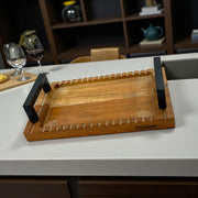 Decorative Serving Trays with Handles – Set of 2 (12″×10″ + 10″×6″) Acacia Wood