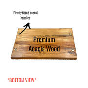 Decorative Serving Trays with Handles – Set of 2 (12″×10″ + 10″×6″) Acacia Wood