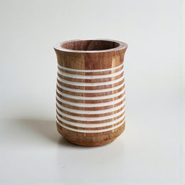 Cutlery Holder Utensils Organizer for Kitchen & Dining Table – 360° Rotating Stylish Handcrafted Wooden Spoon Stand / Cutlery Holder | Table Décor Cooking Tools Caddy (Style 1)