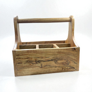 Premium wooden cutlery Holder/caddy 4 Section with Handle