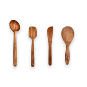 Neem wood spatulas set for kitchen | Set of 4 wooden neem spatulas | Naturally Antibiotic